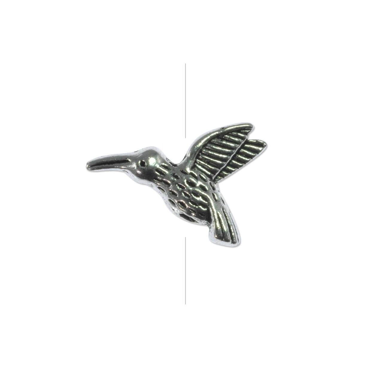 Hummingbird Bead 12x16mm Pewter Antique Silver Plated (Package of 1)